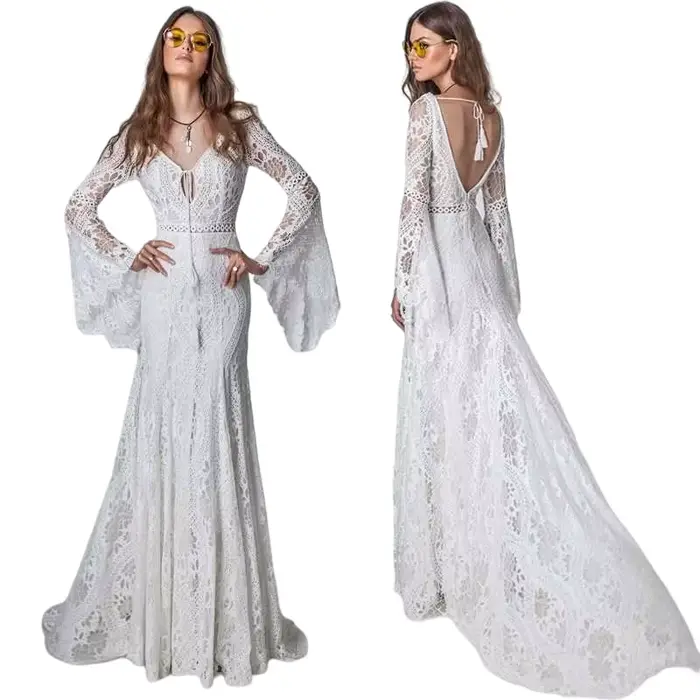 Robe De mariée De plage en dentelle style bohémien