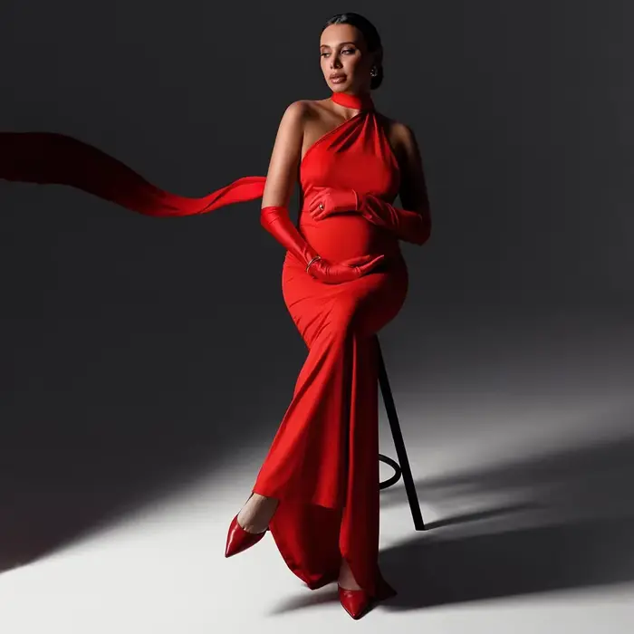 Robe de maternité sexy dos nu pour femme enceinte
