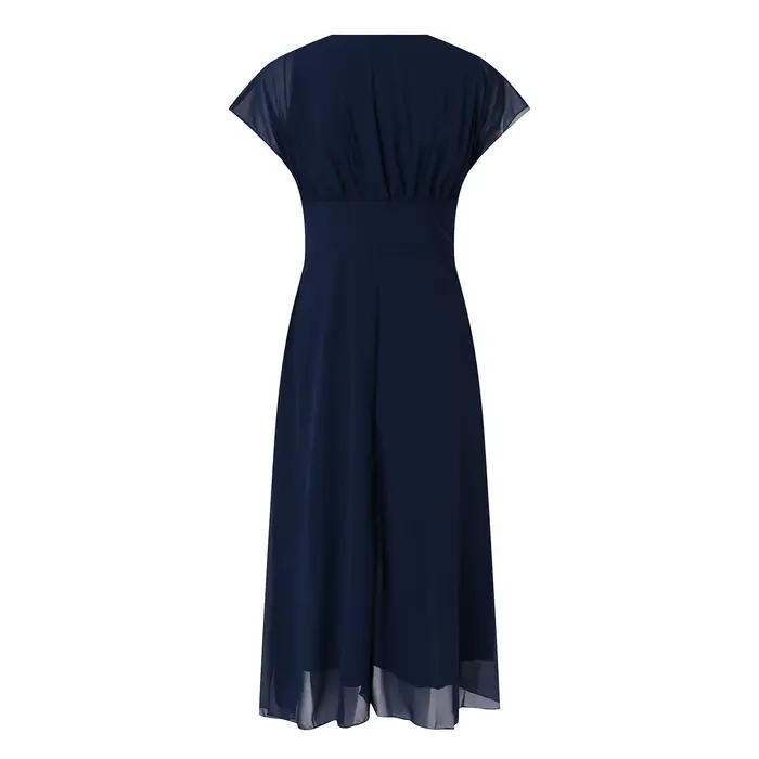 Robe en Mousseline de Soie Élégante Sans Manches Col en V Pour Femmes Occasions Spéciales Plage Mariage Vacances