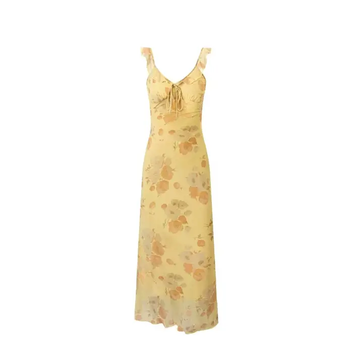 Robe mi-longue à imprimé floral rose, sexy, à bandes, pour femmes