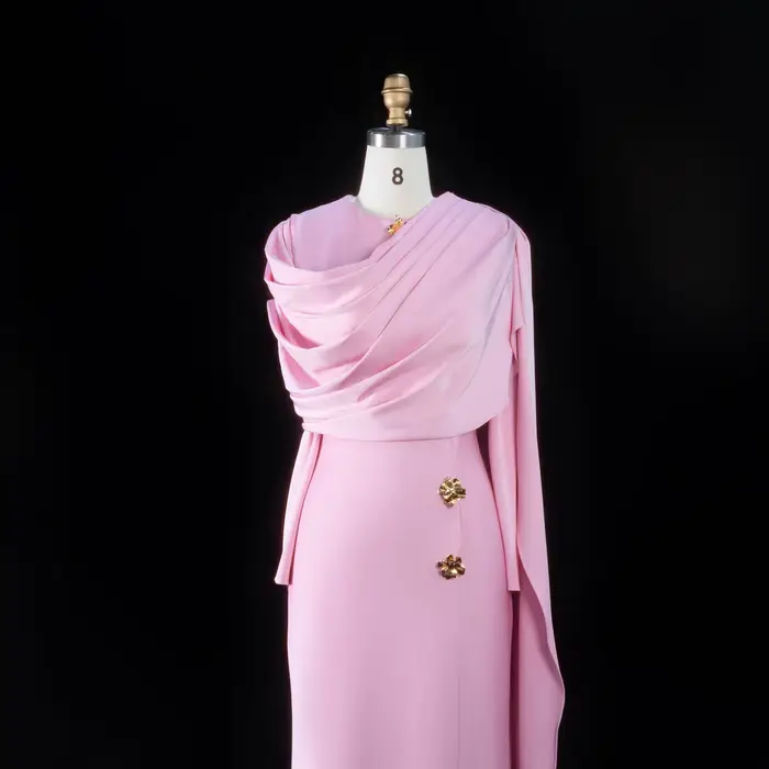 Robe de soirée sirène Sharon Said style Dubaï avec cape et manches longues pour mariage et fête en polyester élégante à offrir pour femme occasions spéciales