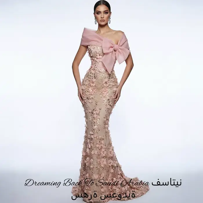 Robe de soirée sirène élégante en tulle ornée de fleurs pailletées pour bal de promotion, mariage et soirées de gala