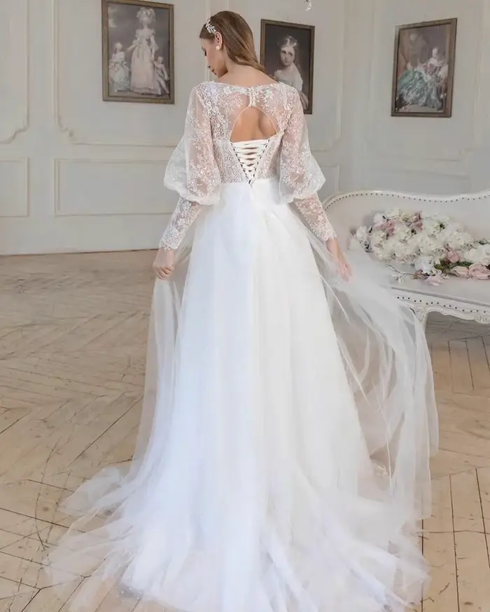 Robes de mariée bohèmes en tulle à lacets 2026