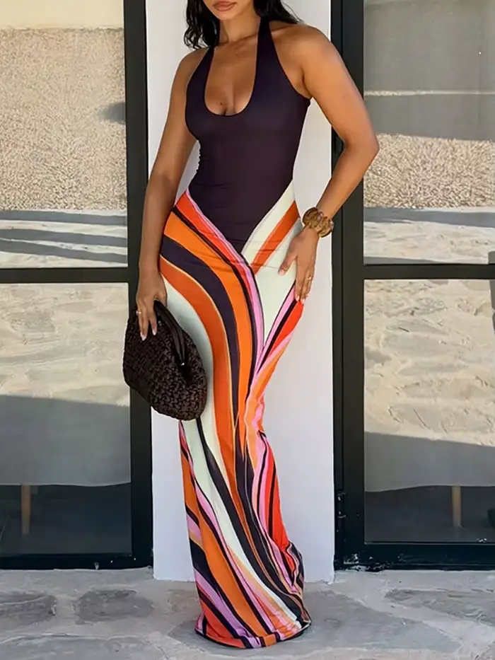 Robe longue sexy dos nu pour femme
