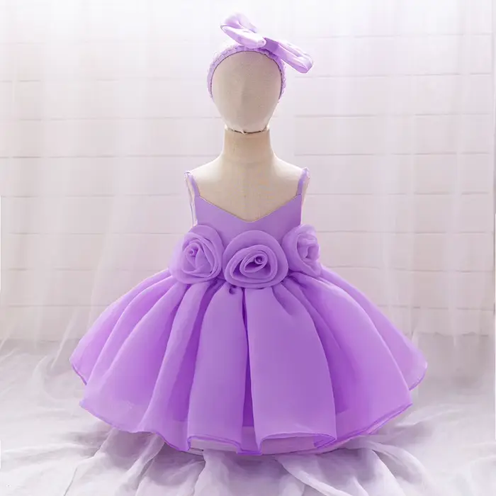 Robe de Cérémonie Rose à Grandes Fleurs pour Bébé Fille