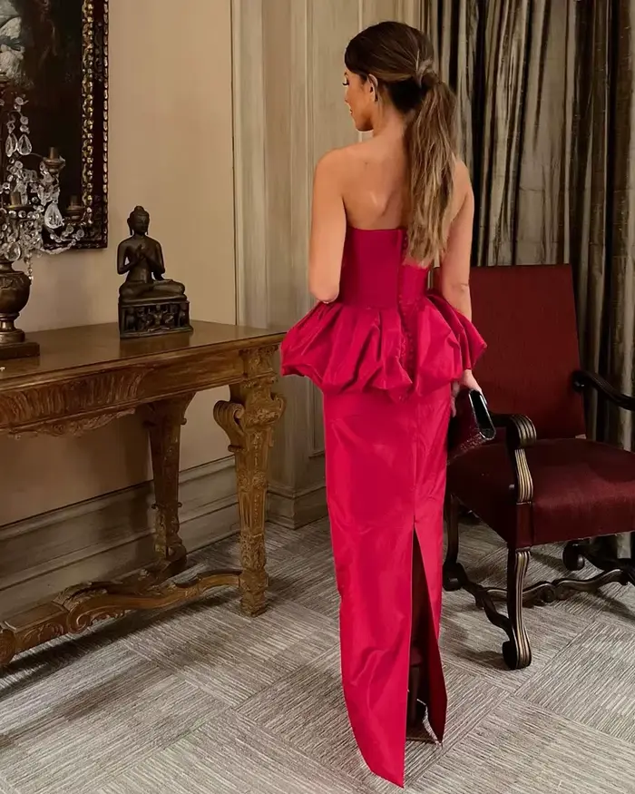 Robe de soirée droite en Satin rouge