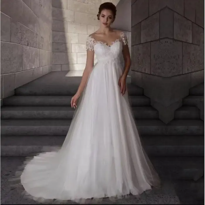 Robe de mariée asymétrique à épaule unique avec décolleté en V profond