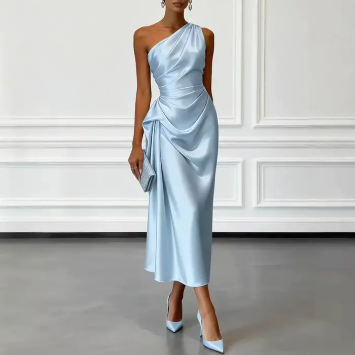 Robes longues en satin pour femmes 2026 – Robe midi d'été sexy pour femme