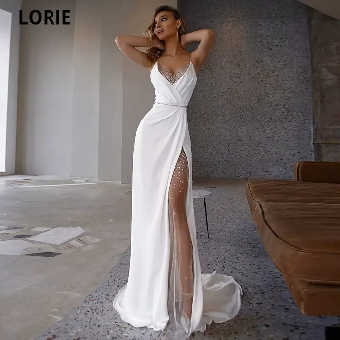 Robe de Mariée Sirène Blanche en Satin Doux