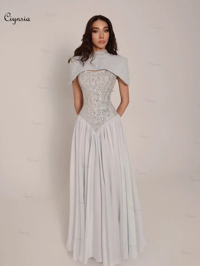 Robes de soirée élégantes pour femmes Ciynsia avec cape