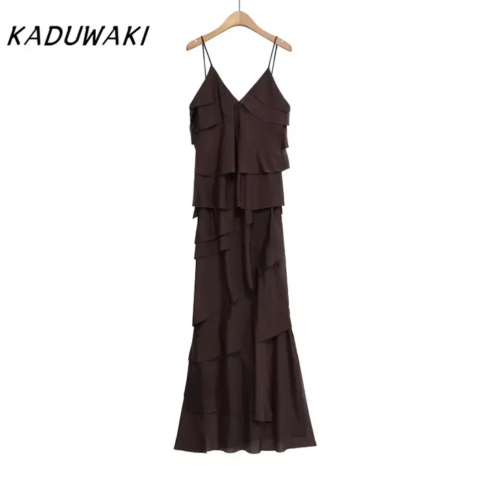 Robe Kaduwaki sans manches pour femmes, polyester et viscose, col rond, style décontracté, pour toutes les occasions