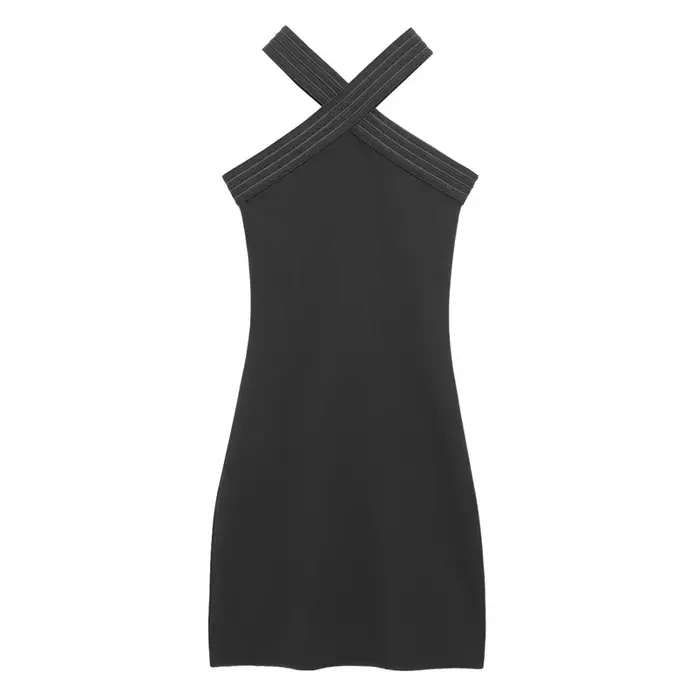 Robe moulante noire sexy dos nu pour femme