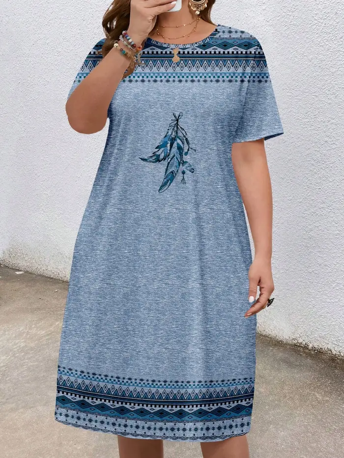 Robe T-shirt pour femme à imprimé plume, mode estivale, de haute qualité, décontractée, sportive, am