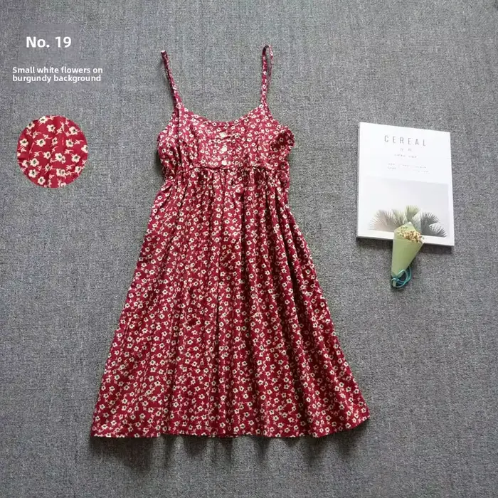 Robe mini en coton à imprimé floral style de plage sans manches pour femmes occassions estivales et décontractées