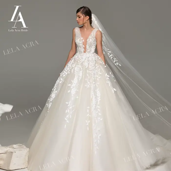 Robe De mariée trapèze avec des Appliques féeriques