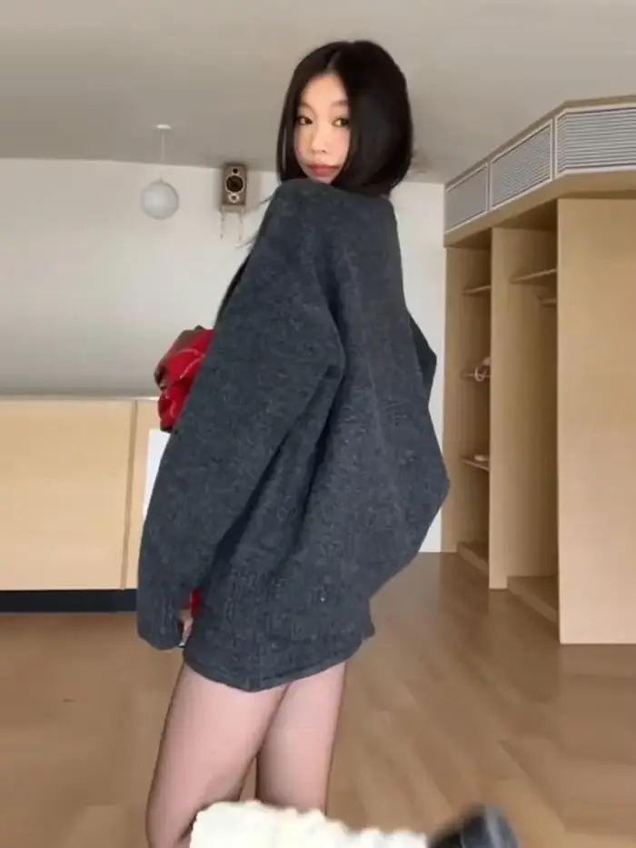 Ensemble robe en tricot gris