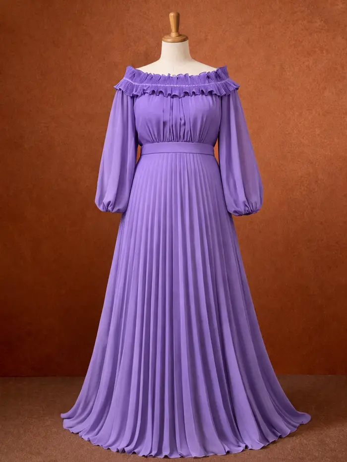 Robe de cérémonie élégante en mousseline plissée