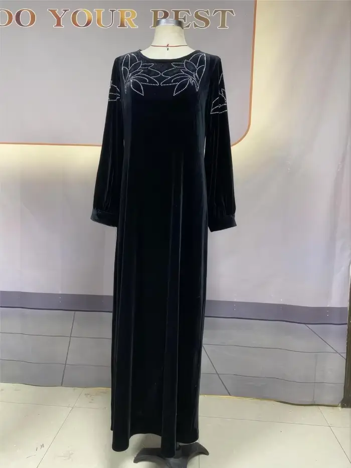 Robe de soirée ample musulmane en velours noir