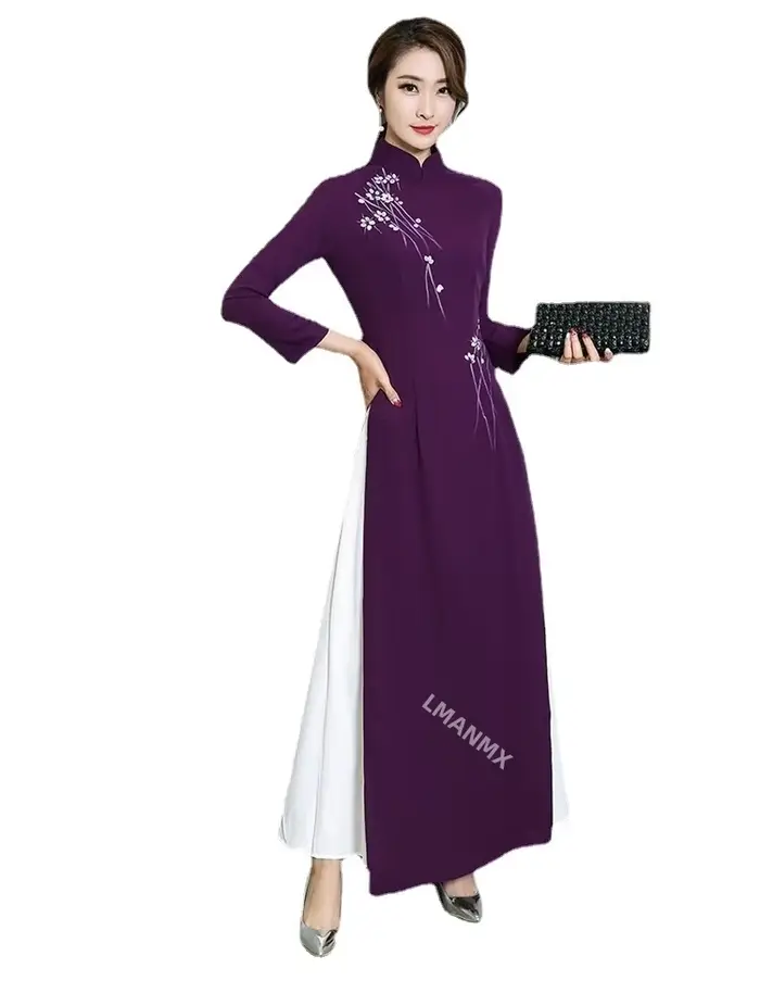 Robe Cheongsam traditionnelle vietnamienne pour femme, élégante, rétro, style chinois, vintage, festival floral, mariage, soirée, Qipao, Ao Dai