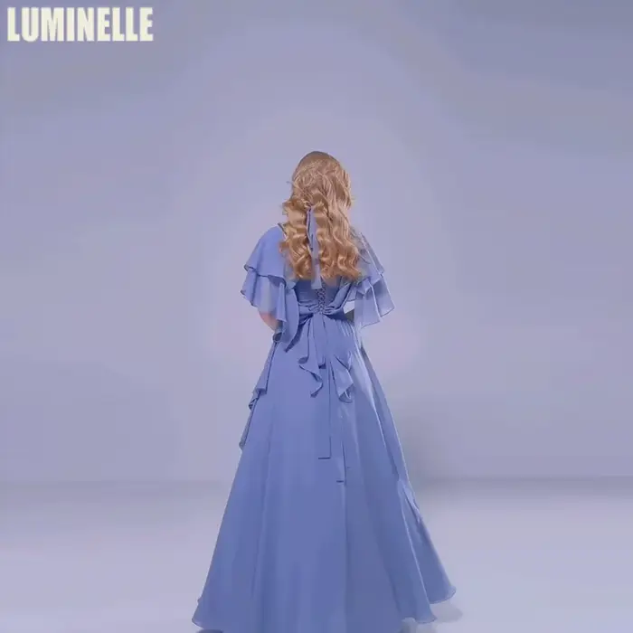 Robes de soirée en mousseline à volants