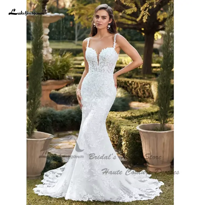 Yanshmigown-Robes de mariée sirène en dentelle de luxe