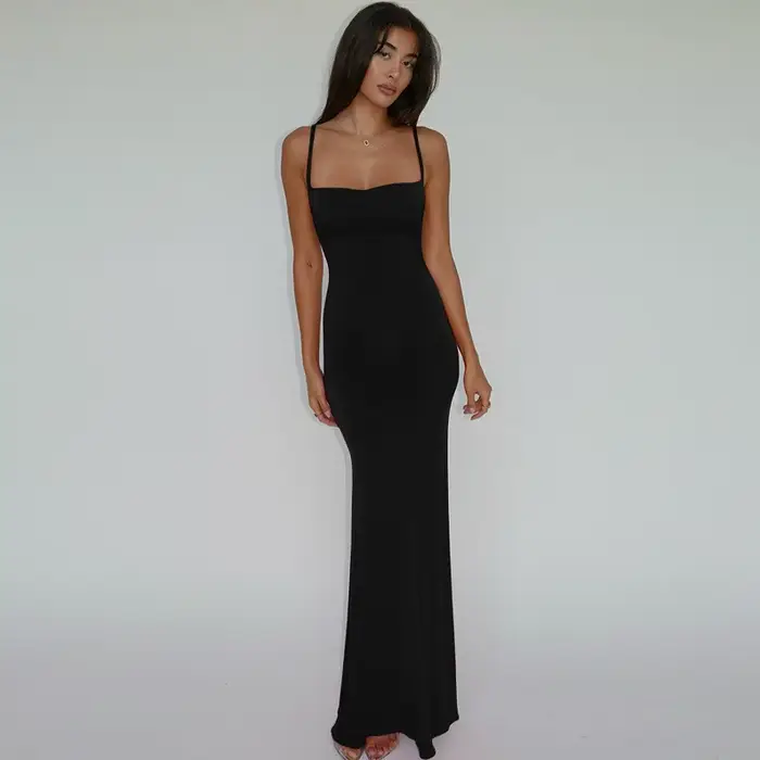 Nouvelles robes 2025 femme mode été une épaule dos nu mince paquet hanche Sexy jupe élégante