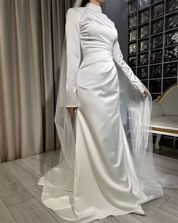 Robe de Soirée Sirène Arabe Élégante à Manches sulf