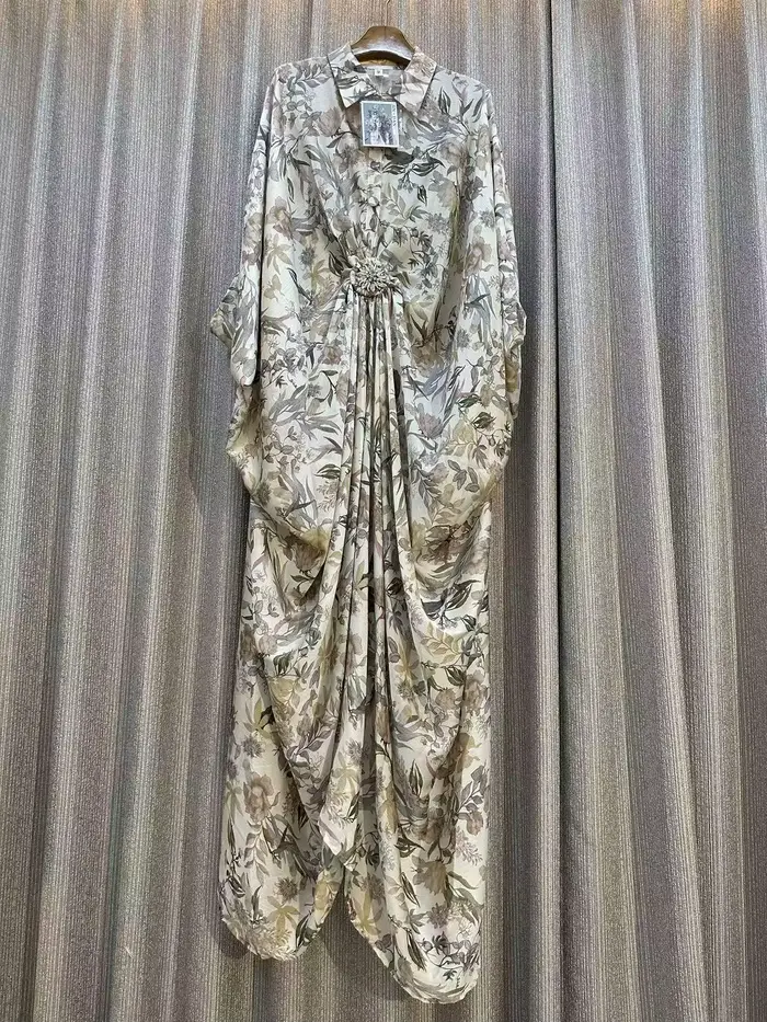 Robe imprimée ample pour femme design rétro décontracté style asymétrique soirée été 2026