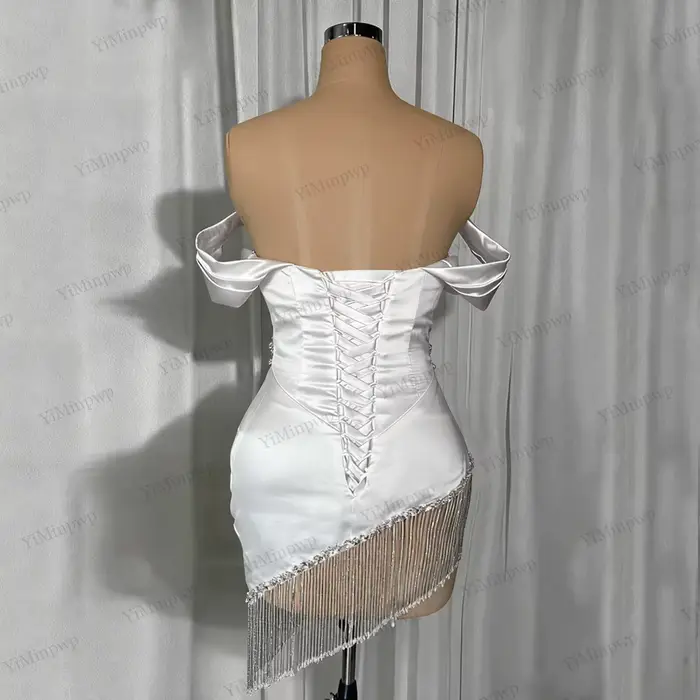 Robe de cocktail courte en polyester avec perles de cristal pour femmes occasions spéciales cocktail soirées après mariage