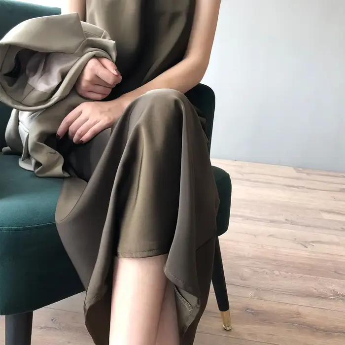 Robe longue en satin à bretelles en soie décontractée pour femmes occasions spéciales été junior