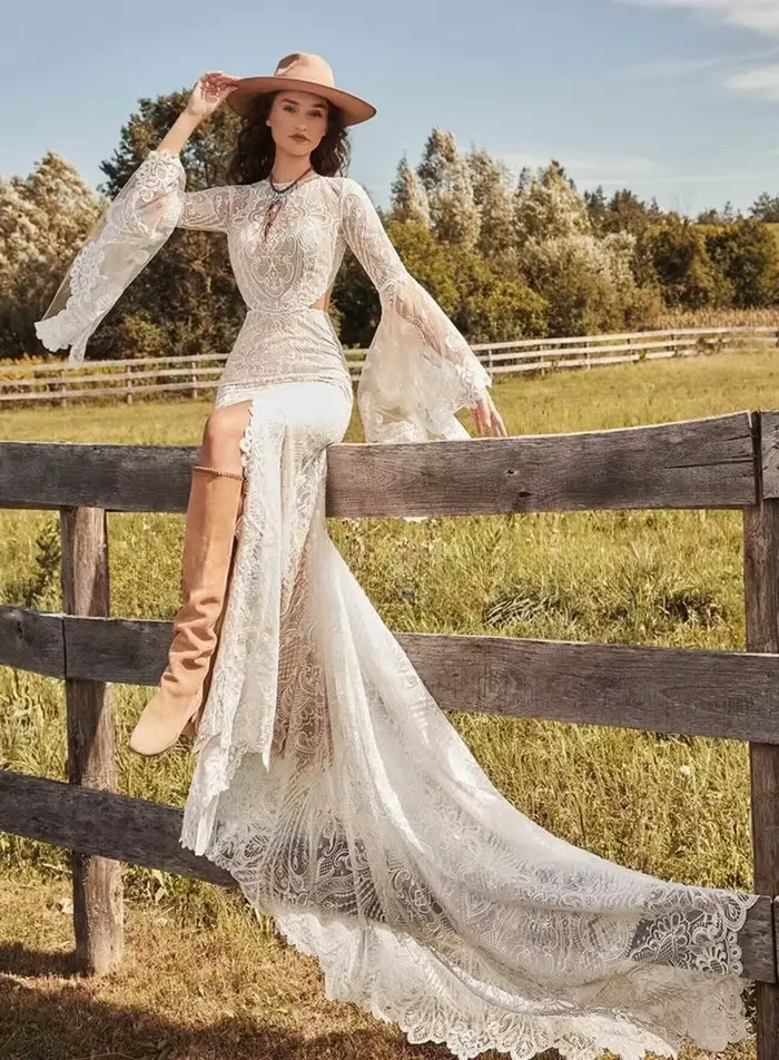 Robe de mariée sirène bohème personnalisée