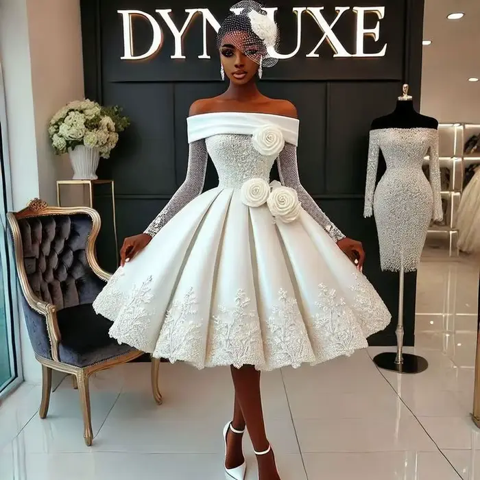 Robe de bal blanche à épaules dénudées pour filles