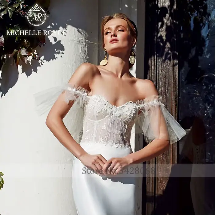 Michelle Royce-Robes de mariée dos nu à lacets 2 en 1