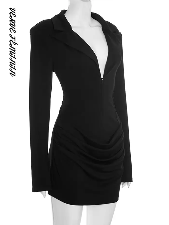 Robe de soirée courte plissée col en V pour femmes style high street occasions spéciales élégante mini soirée mariage gala