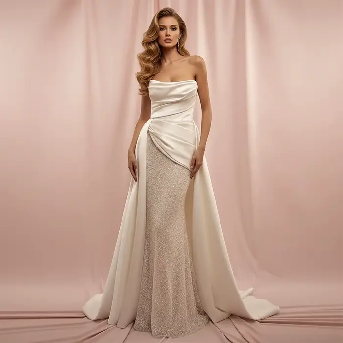 Robe de mariée sirène de luxe en perles scintillantes