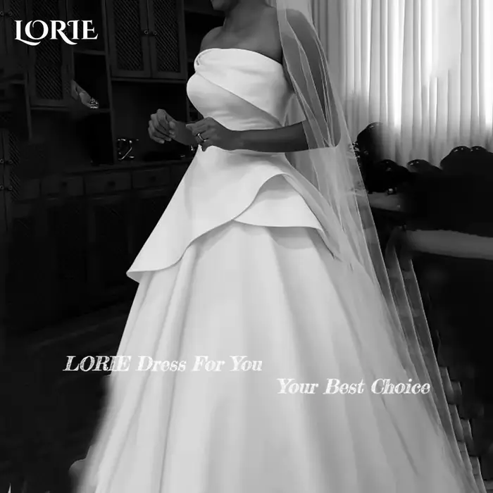 LORIE Vintage robes de mariée à volants bretelles plis froncé ivoire blanc robe