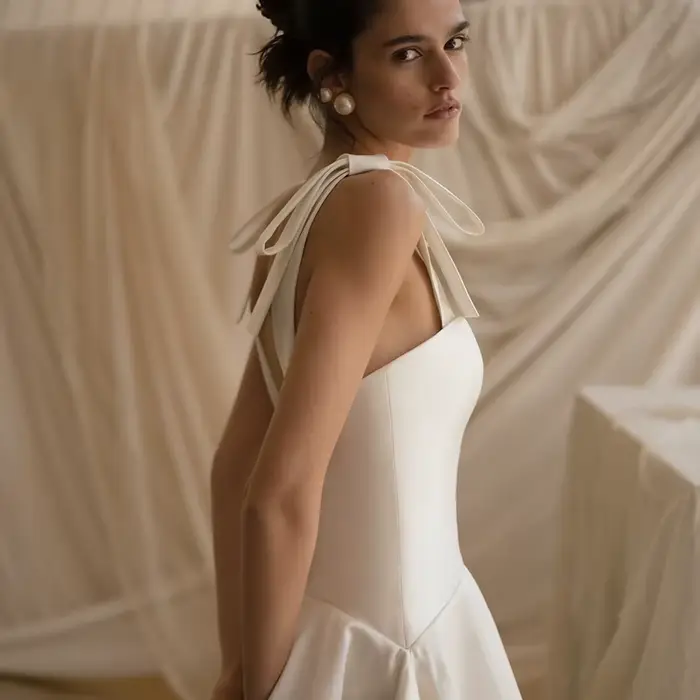 Robe de mariée blanche Eightree coupe trapèze