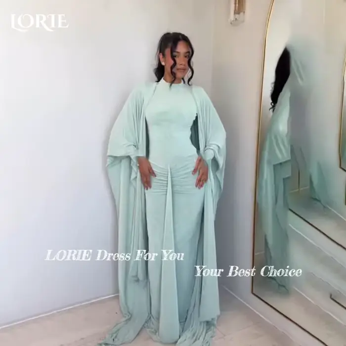 Robe de soirée sirène LORIE en polyester avec détails plissés et froncés, sur mesure pour femmes, idéale pour soirées officielles, proms et cérémonies spéciales