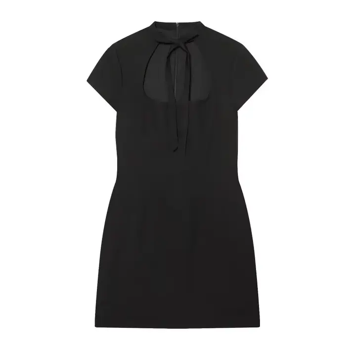 Mini-robe à découpes avec nœud papillon sur le devant, robe moulante à pois à manches courtes pour f