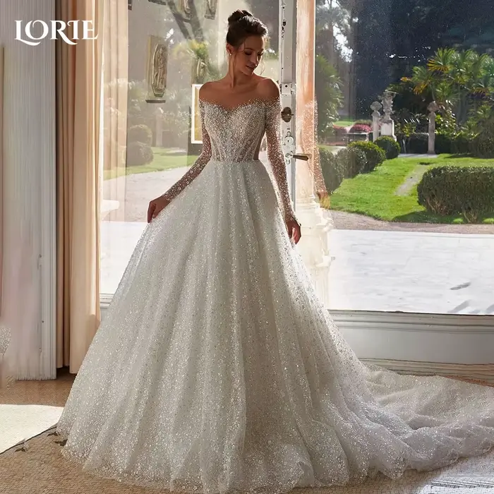 LORIE-Robe de Mariée Sexy Brillante de Rotterdam, Ligne A, Bouton Off Initiated, Chérie, Personnalis