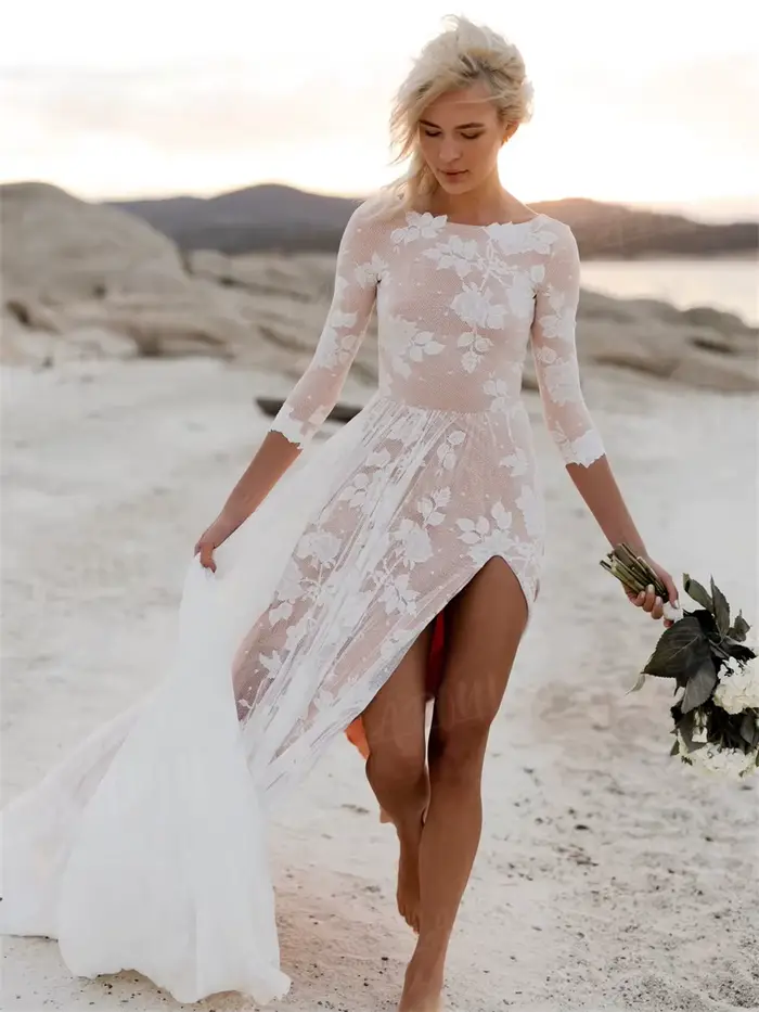 Robe de mariée bohème à manches longues