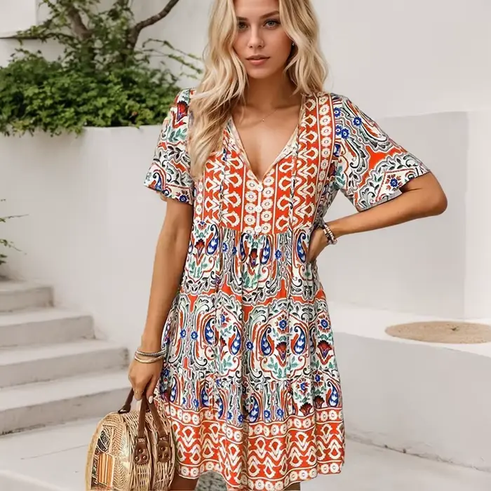 Robes courtes à volants taille haute pour femmes