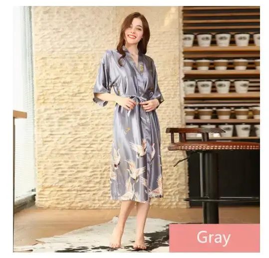 Peignoir en satin pour femme élégant motif animal de compagnie robe de nuit sexy longueur aux genoux popeline soie polyester style basique occassions spéciales