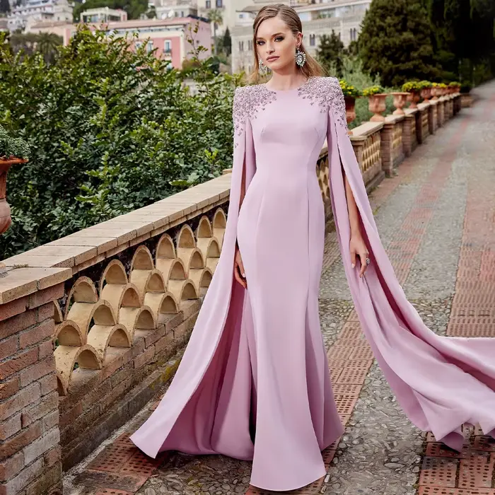 Robe sirène trompent à col rond en cristal pour femmes, robe d'invité de mariage de luxe, robes de s