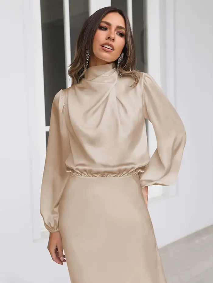 Robe de soirée en satin polyester pour femmes, taille S/M/L/XL, élégante, asymétrique, collier écharpe, longue, pour soirées et événements formels