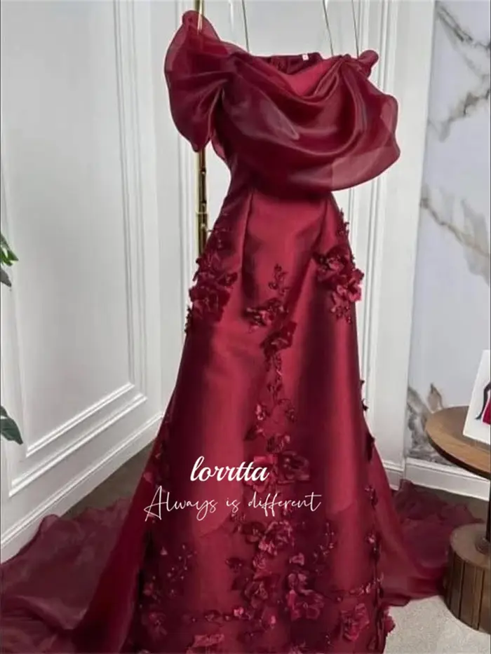 Lorrtta-Robe de Soirée Rouge Profond pour Femme
