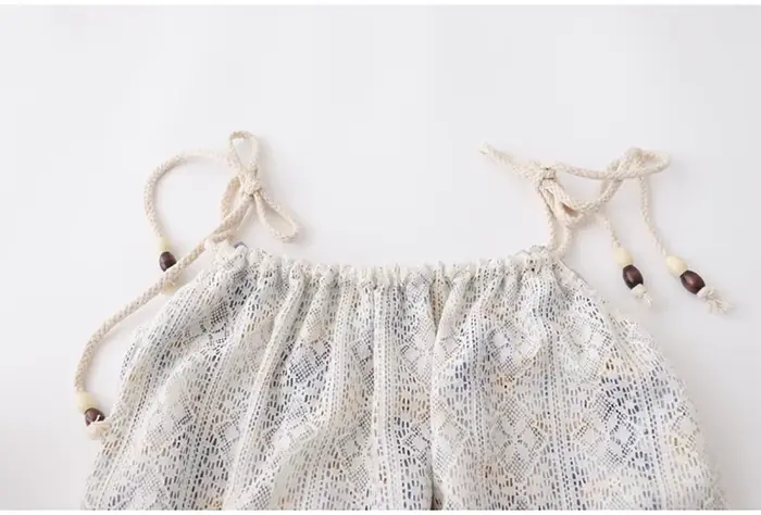 Robe d'été en dentelle style plage glands fleurs jupe mi-longue superposée bleue café femmes vacances bord de mer occasions spéciales