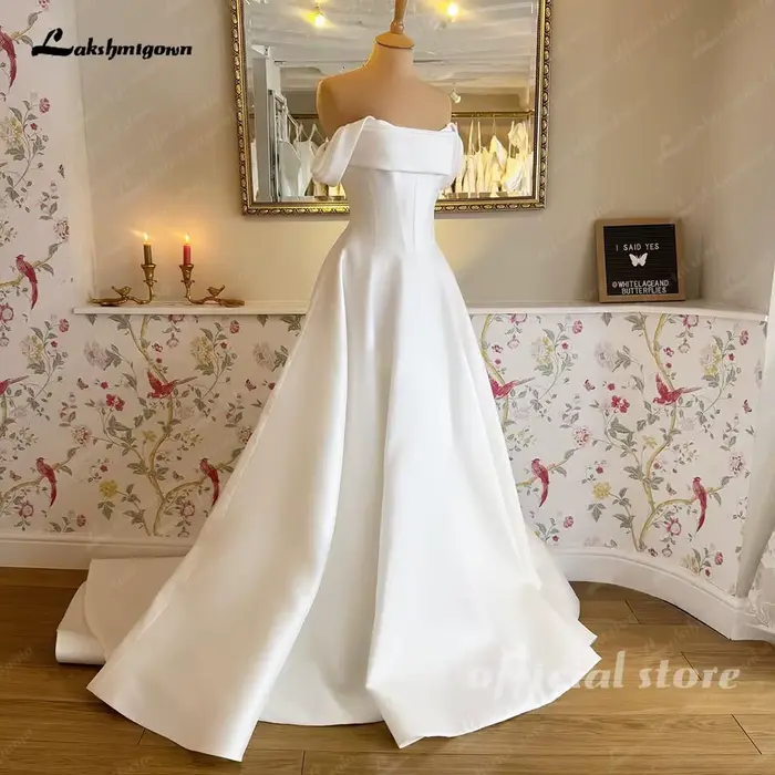 Robe de mariée Lakshmigown en polyester et nylon, décolleté sans bretelles, plissé, une ligne, pour femmes enceintes, occasions spéciales