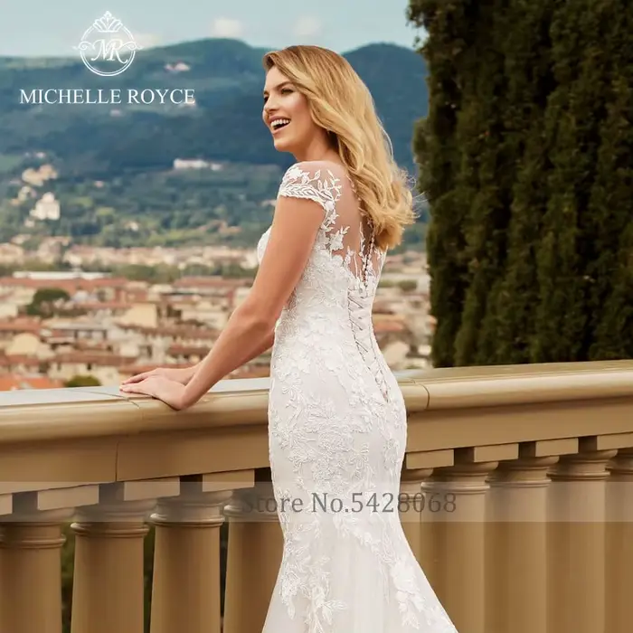 Michelle Royce sirène robes De mariée pour les femmes Sexy épaules nues chérie Appliques à lacets