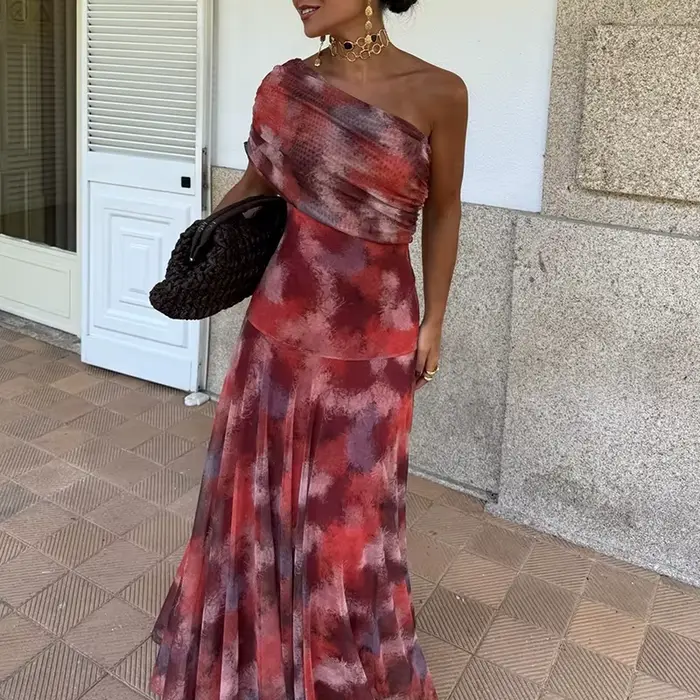 Robe longue asymétrique décontractée